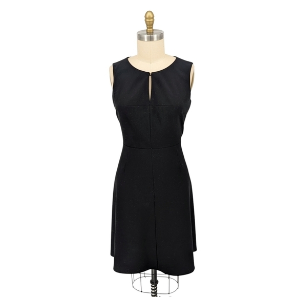 Calvin Klein Keyhole Neck A Line Dress Black L preppy Business casual classic - Picture 1 of 5